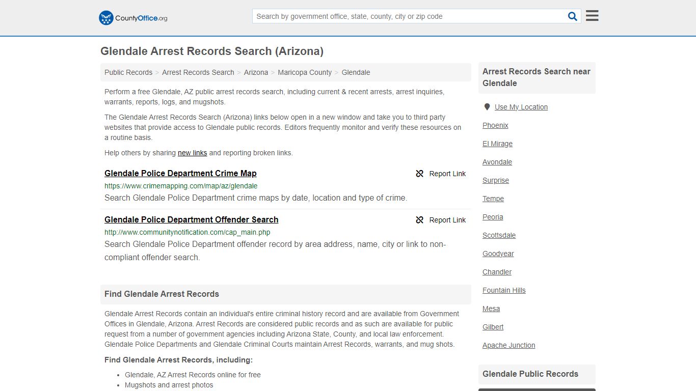 Arrest Records Search - Glendale, AZ (Arrests & Mugshots) - County Office