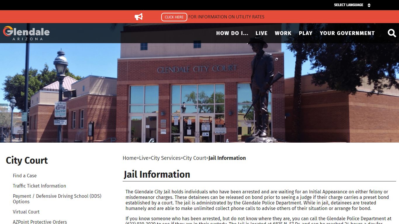 Jail Information - City of Glendale - Glendale, Arizona