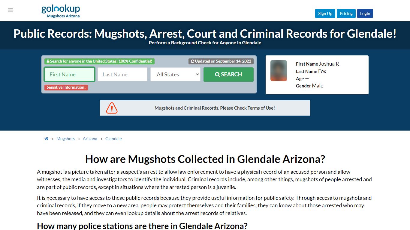 Mugshots Glendale, Arrest Records Glendale - GoLookUp