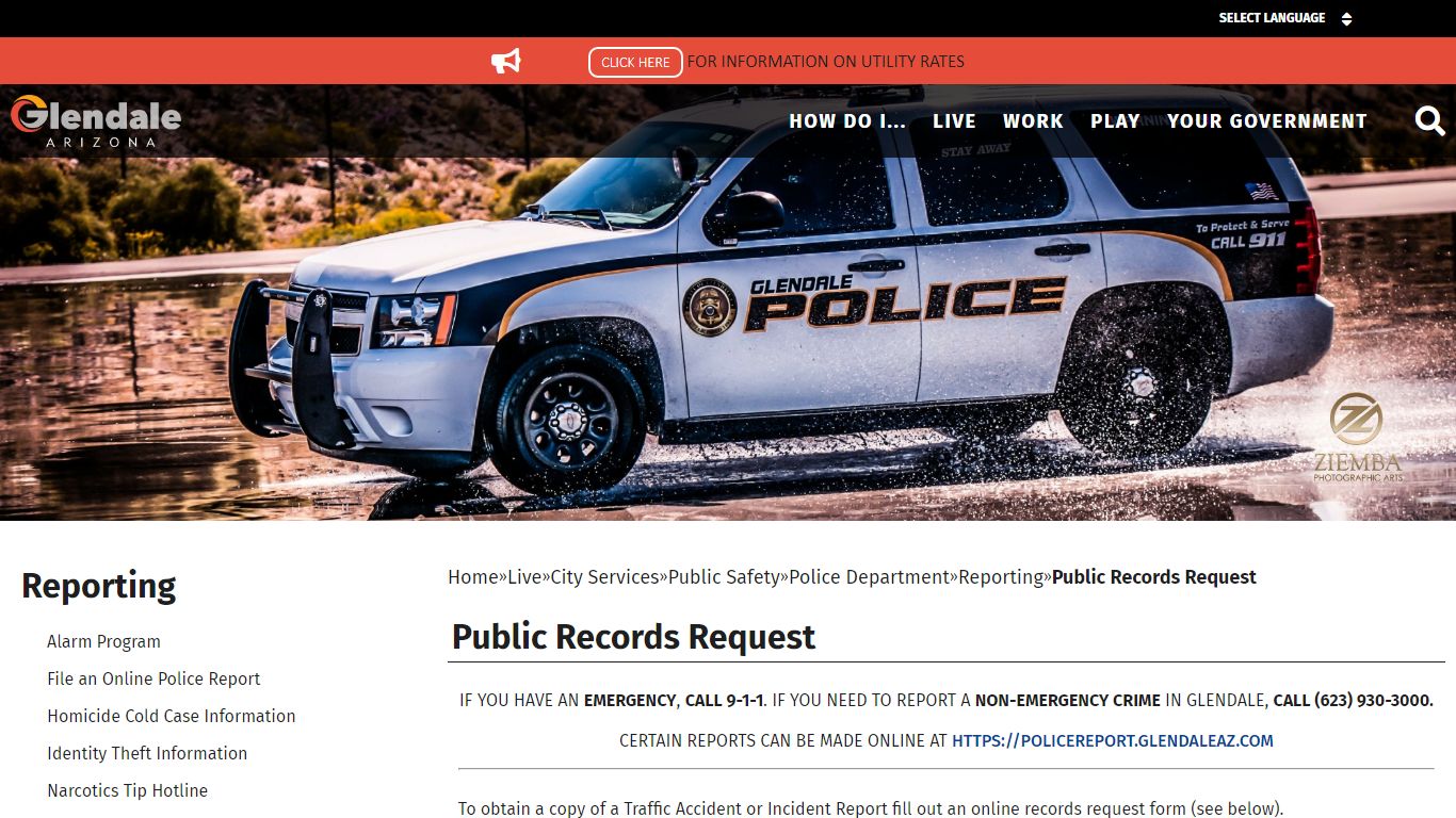 Public Records Request - City of Glendale - Glendale, Arizona